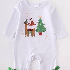NWT Christmas Ruffle Romper 12m